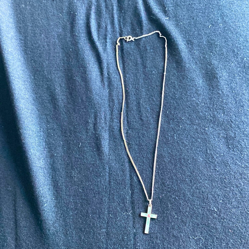 silver necklace with cross NWOT